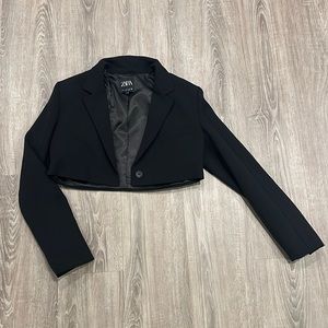 ZARA Cropped Blazer Black - Medium